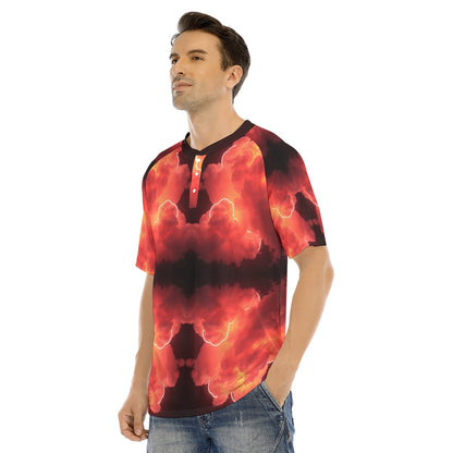 Men's Raglan Sleeve T-shirt With Button Closure