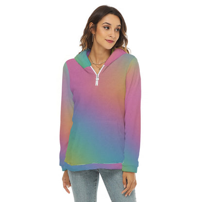 Women's Borg Fleece Hoodie With Half Zip