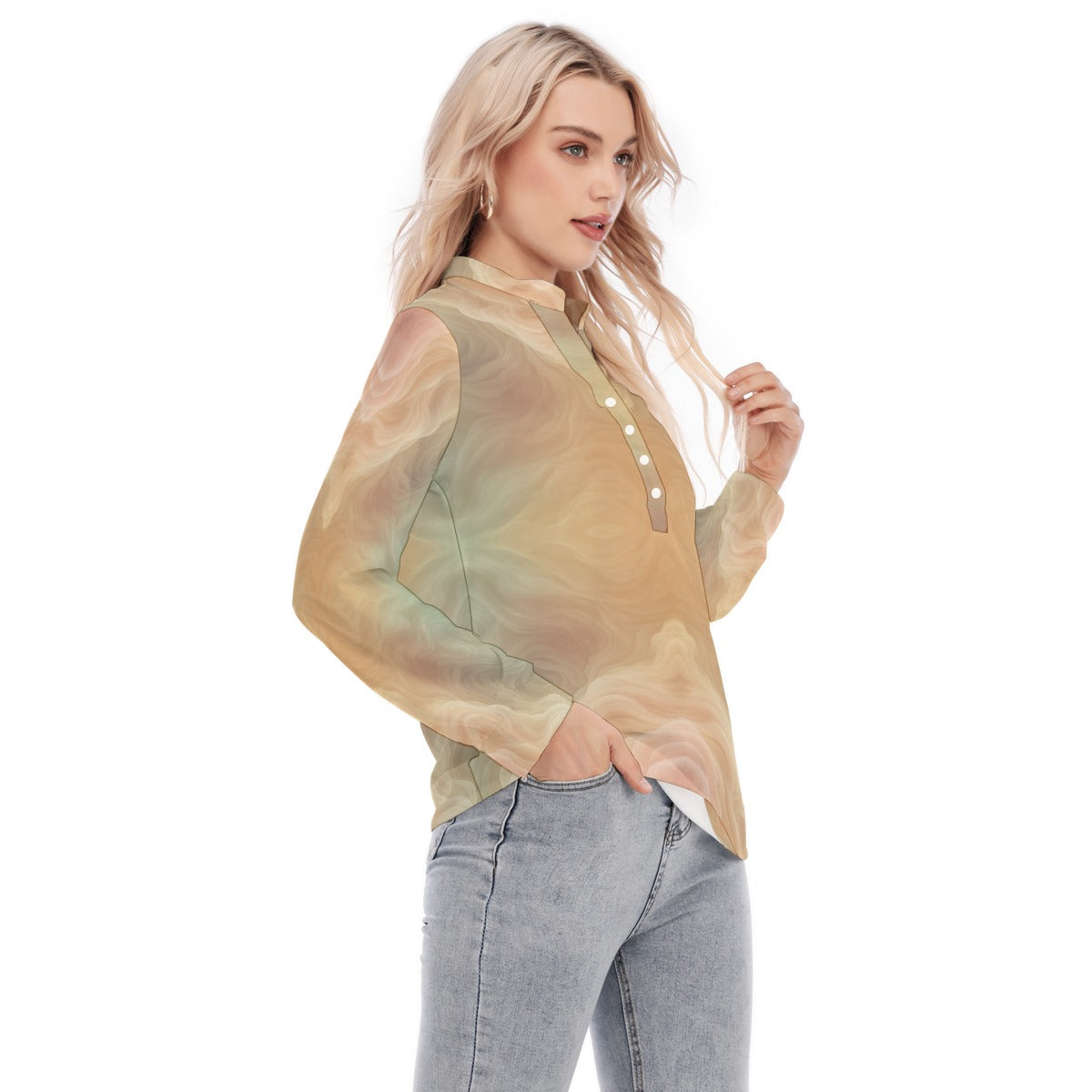 Women's Long Sleeve Blouse With Button Closure