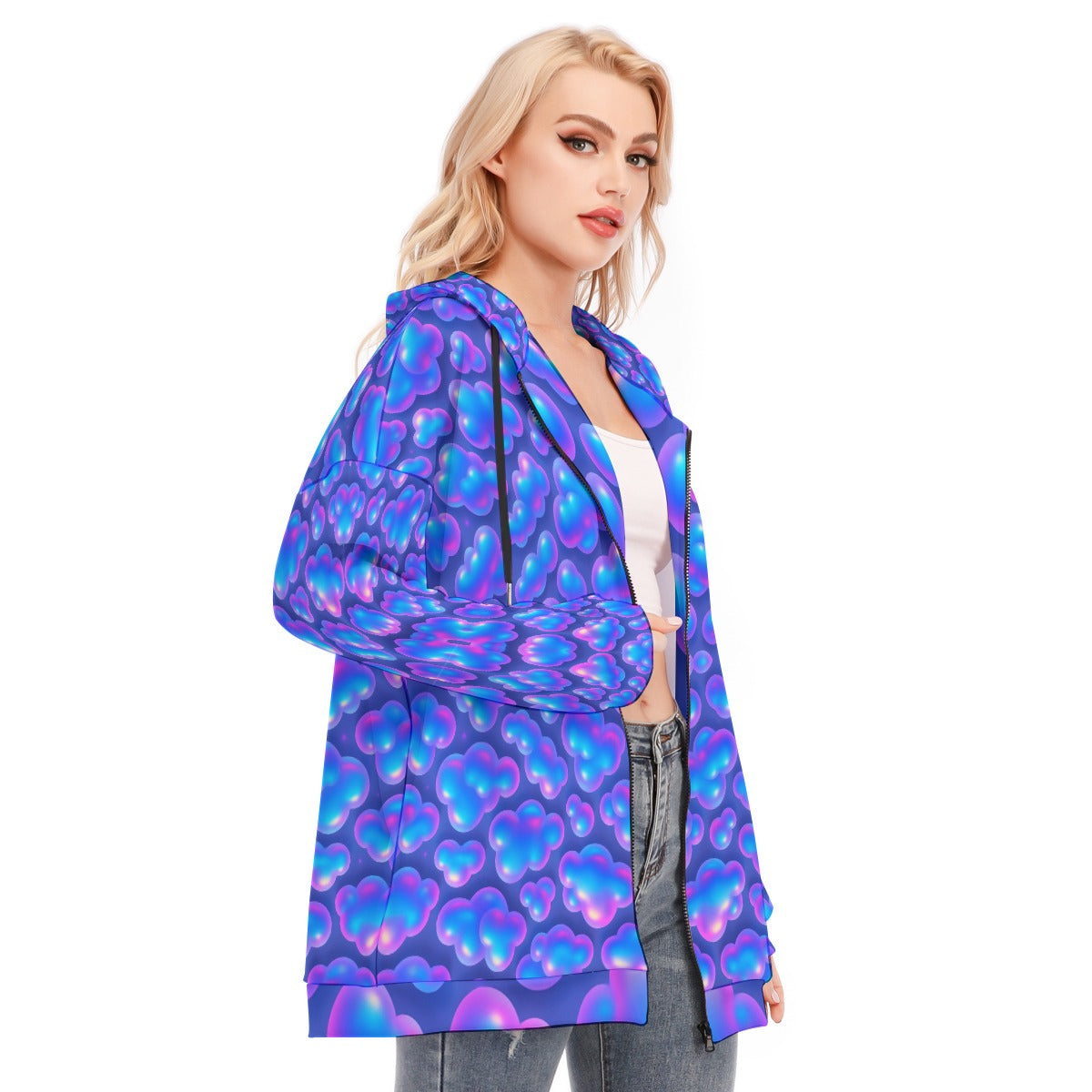 Women's Long Hoodie With Zipper Closure