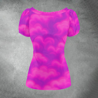 Women's Puff Sleeve Pleated Shirt