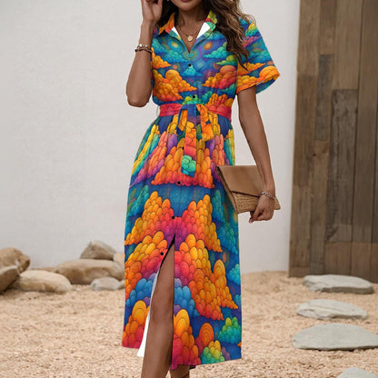 Women's Shirt Dress with Waist Tie