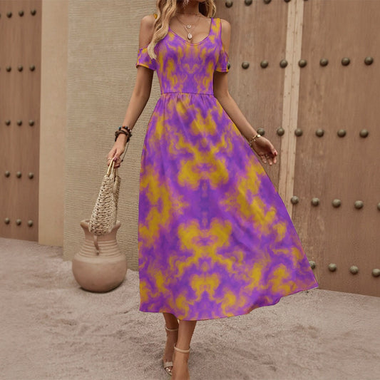 Women's V-neck Off-shoulder Dress