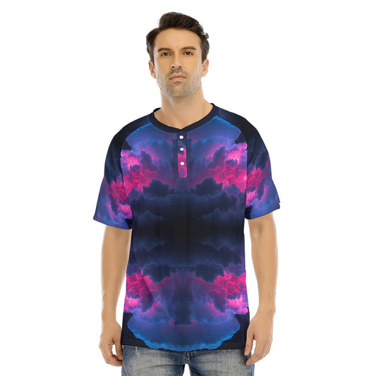 Men's Raglan Sleeve T-shirt With Button Closure