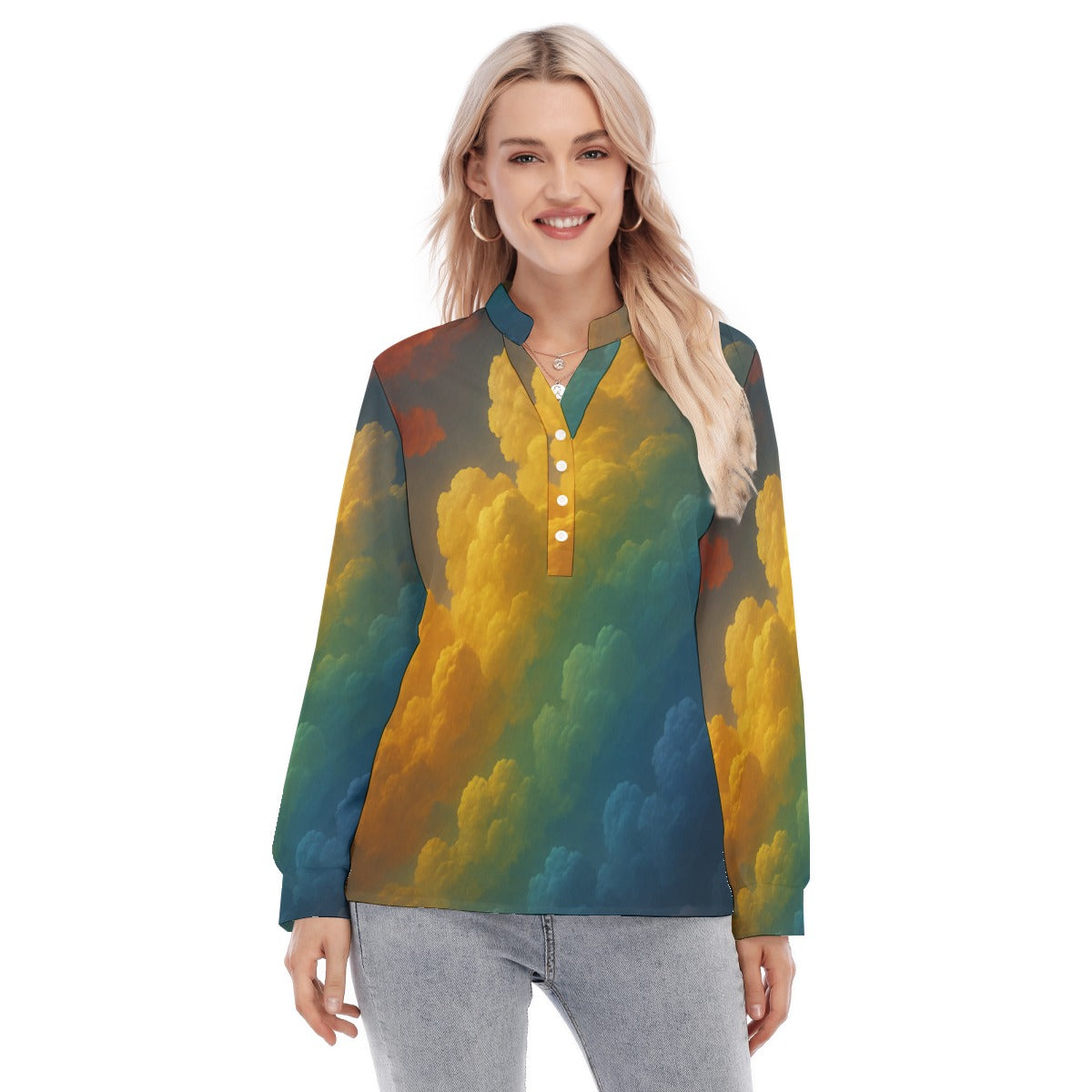 Women's Long Sleeve Blouse With Button Closure