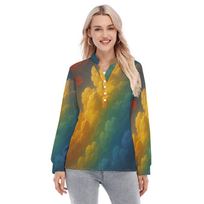 Women's Long Sleeve Blouse With Button Closure