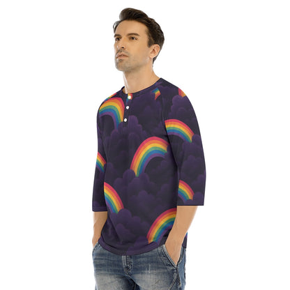 Men's Bracelet Sleeve T-shirt With Button Closure - view 3