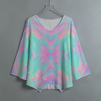 Women's V-neck T-shirt With Irregular Hem