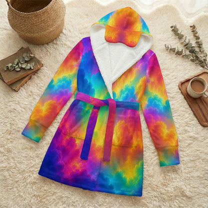 Unisex Flannel Hooded Robe With Eye Mask