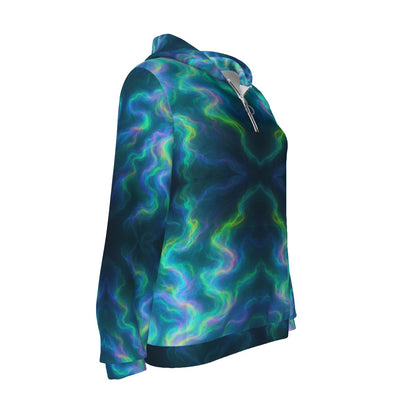 Women's Borg Fleece Hoodie With Half Zip