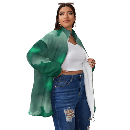 Unisex Borg Fleece Stand-up Collar Coat With Zipper Closure(Plus Size)