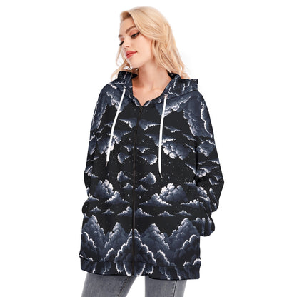 Women's Long Hoodie With Zipper Closure