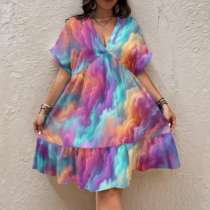 Women’s Floral V-Neck Short Sleeve Dress