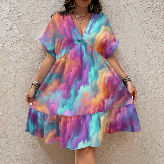 Women’s Floral V-Neck Short Sleeve Dress