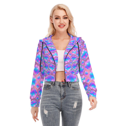 Women's Crop Top Hoodie With Zipper Closure