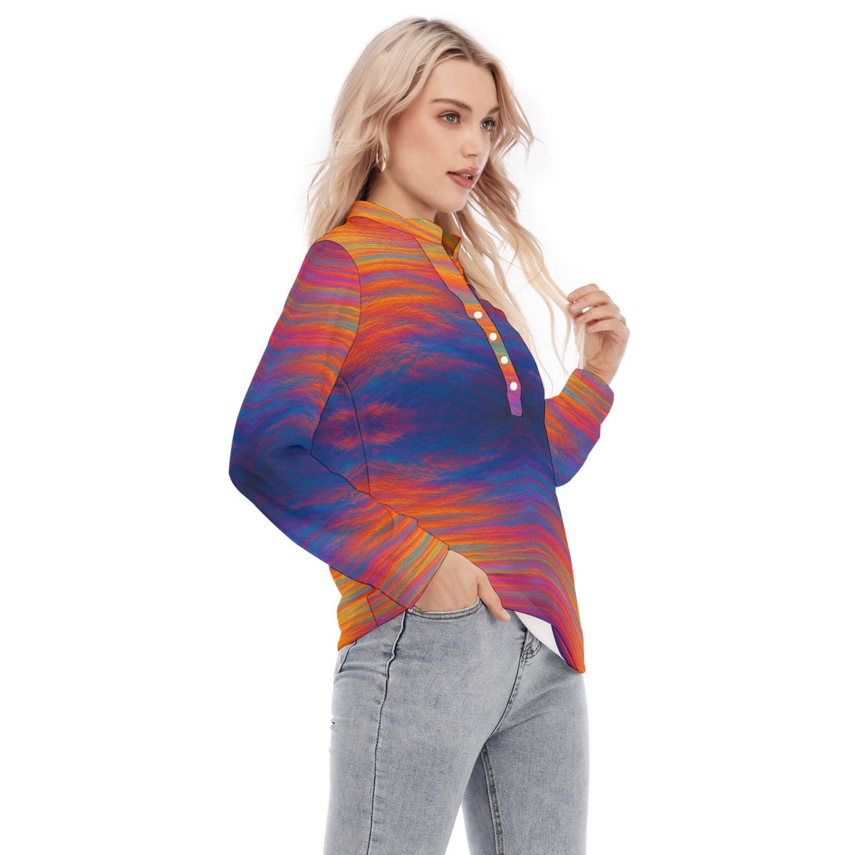 Women's Long Sleeve Blouse With Button Closure