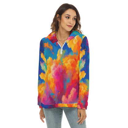 Women's Borg Fleece Hoodie With Half Zip