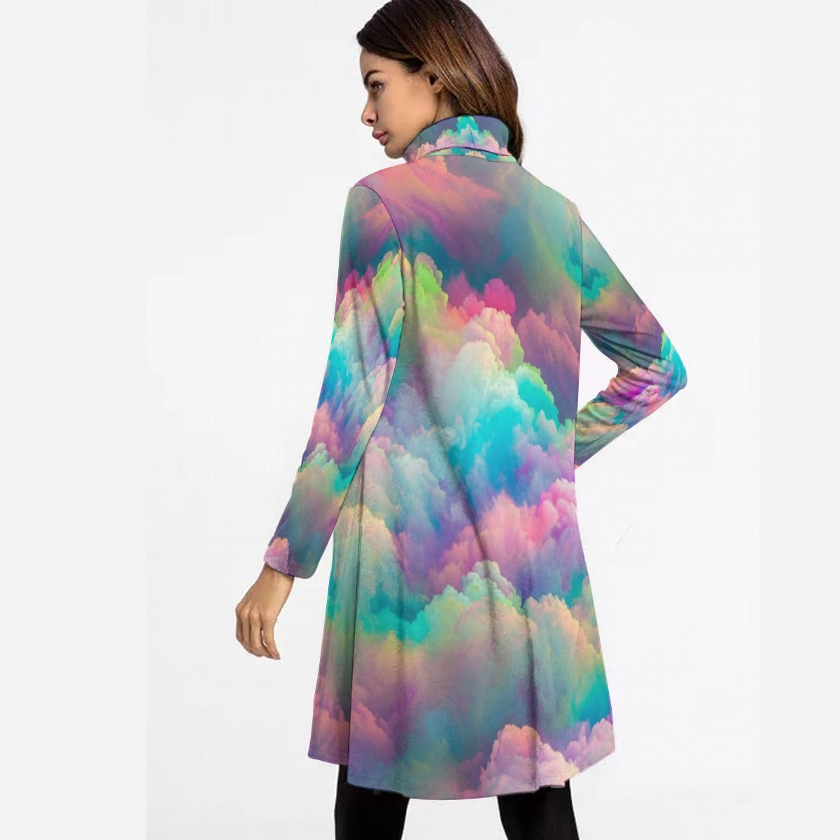 Women's High Neck Dress With Long Sleeve