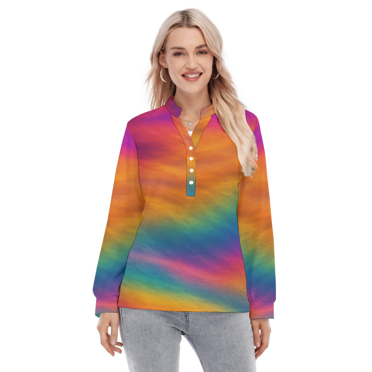 Women's Long Sleeve Blouse With Button Closure