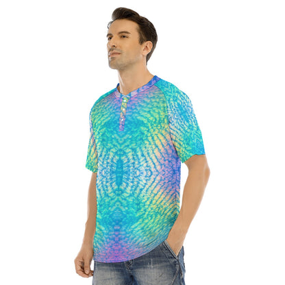 Men's Raglan Sleeve T-shirt With Button Closure