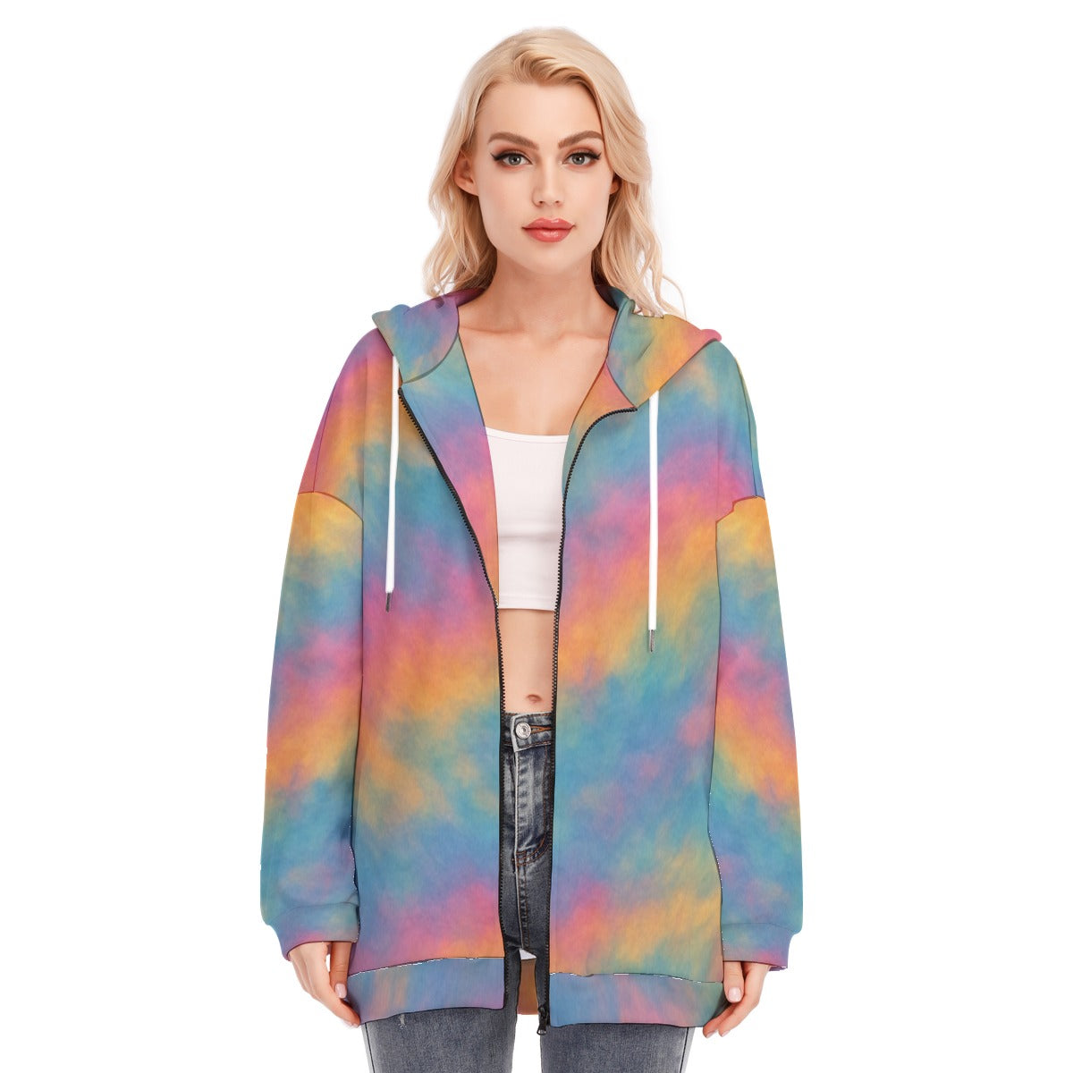 Women's Long Hoodie With Zipper Closure