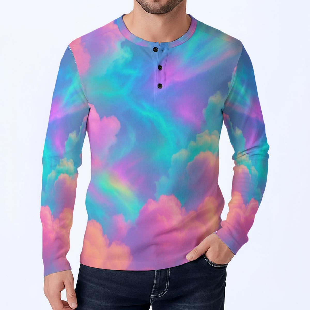 Men's Classic Long-Sleeve Henley Shirt