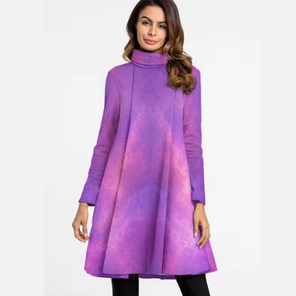 Women's High Neck Dress With Long Sleeve