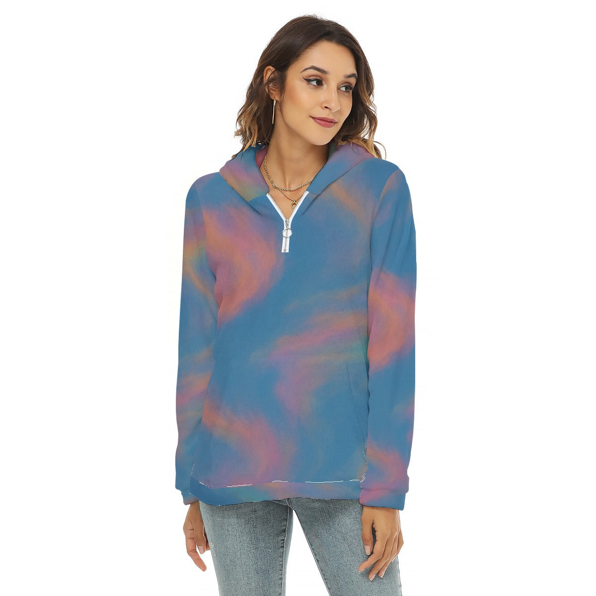 Women's Borg Fleece Hoodie With Half Zip