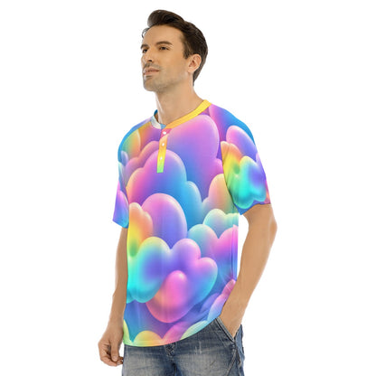 Men's Raglan Sleeve T-shirt With Button Closure