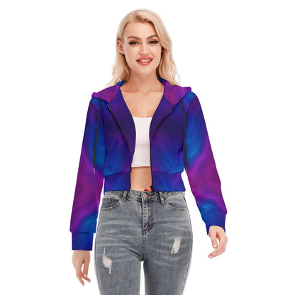 Women's Crop Top Hoodie With Zipper Closure