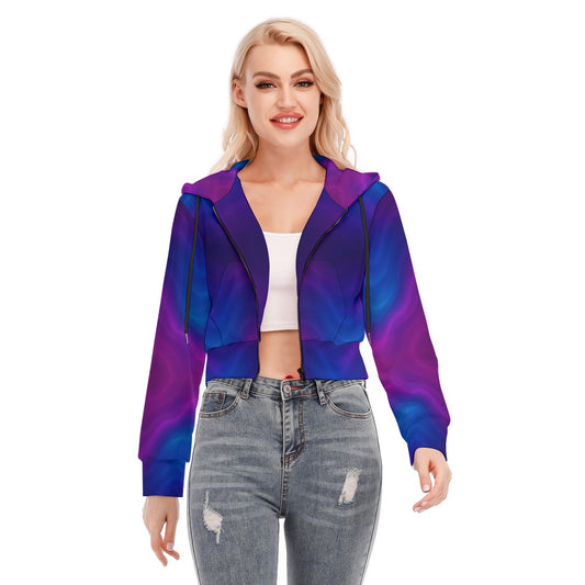 Women's Crop Top Hoodie With Zipper Closure