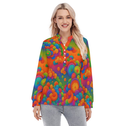 Women's Long Sleeve Blouse With Button Closure