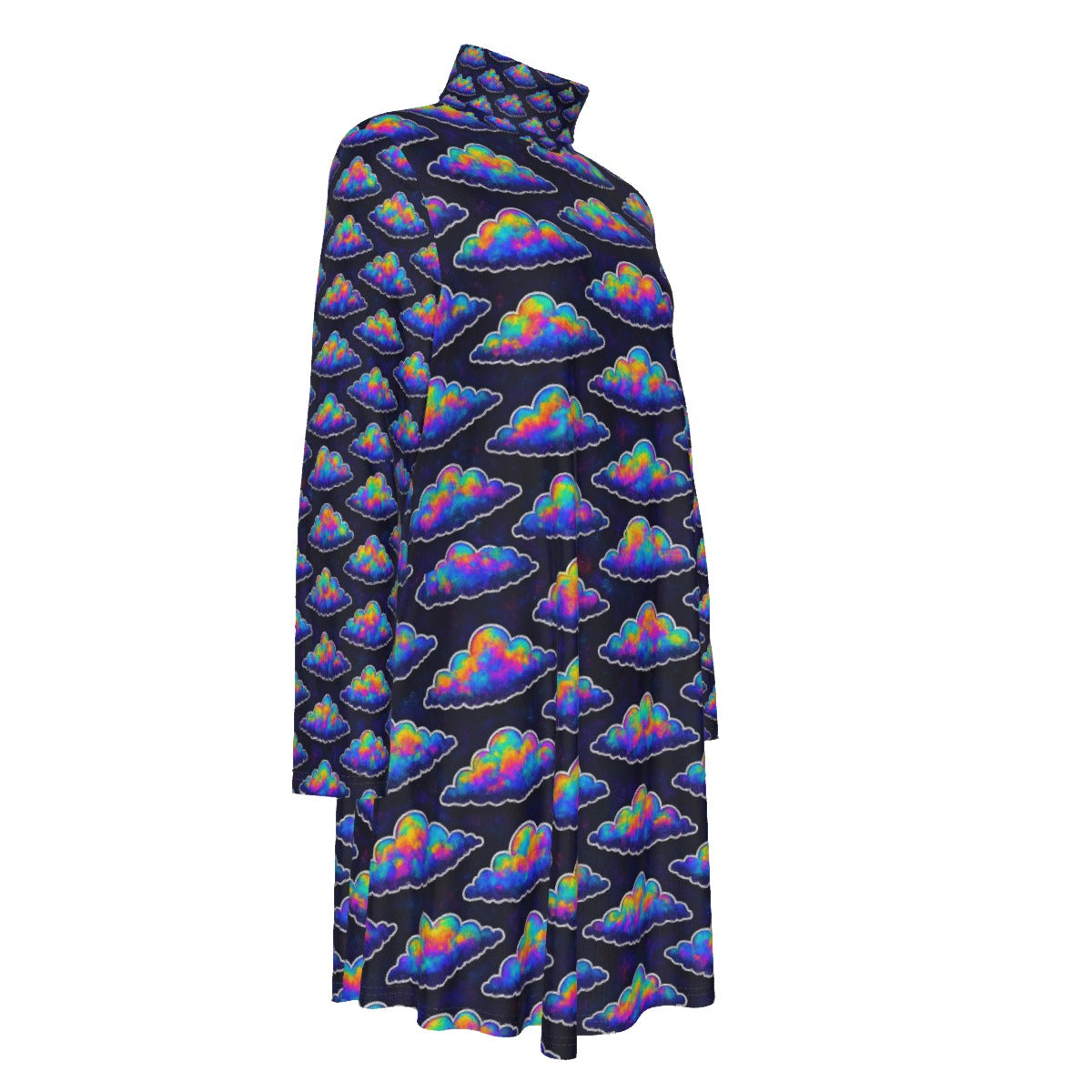 Women's High Neck Dress With Long Sleeve