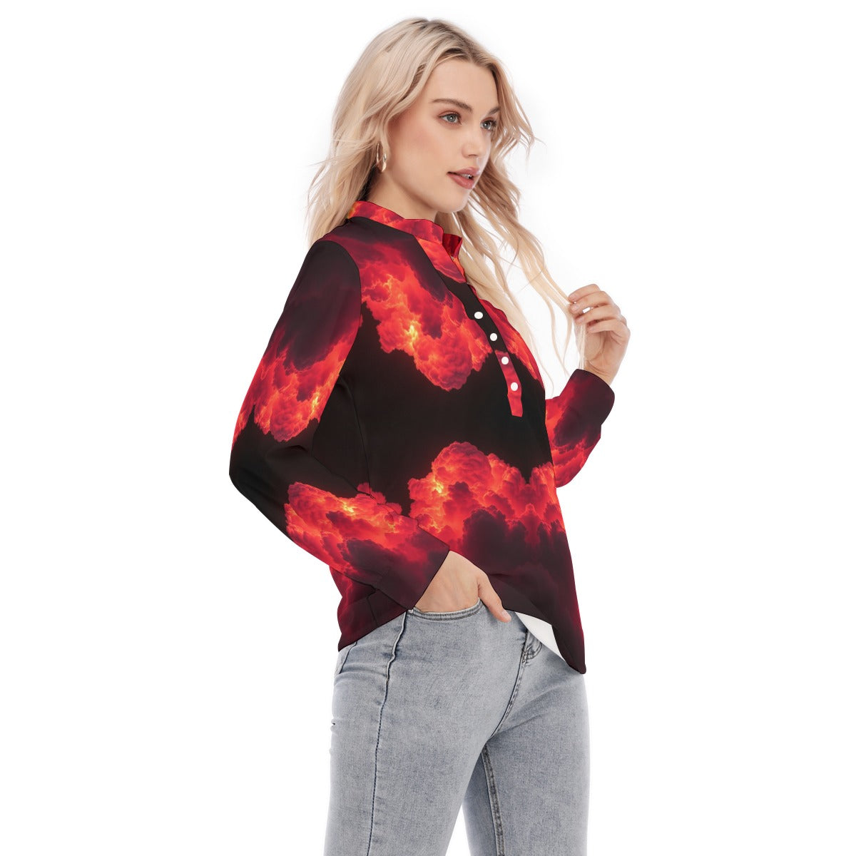 Women's Long Sleeve Blouse With Button Closure