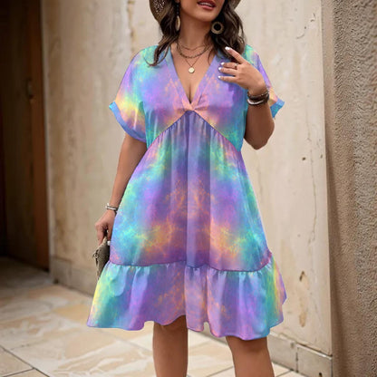 Women’s Floral V-Neck Short Sleeve Dress