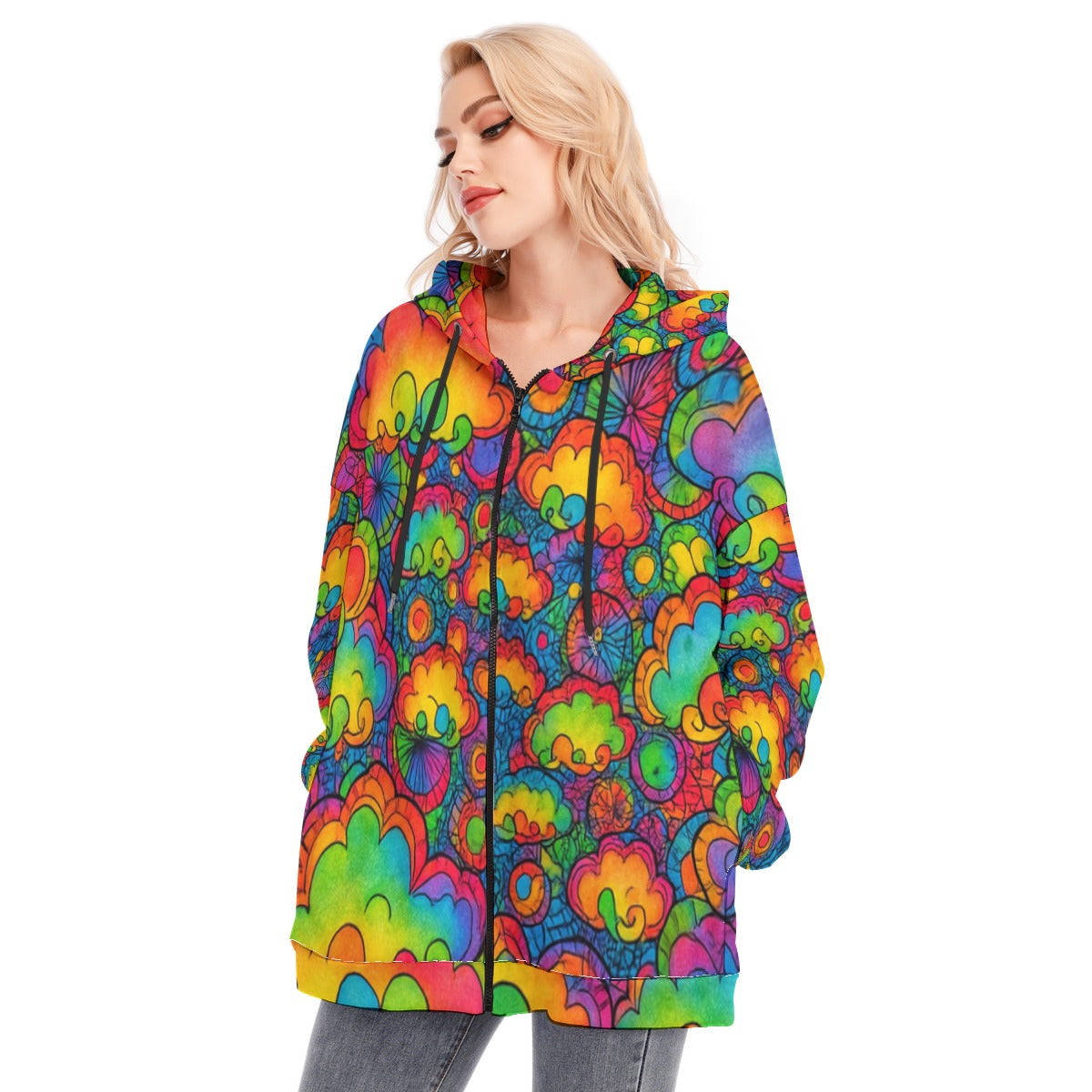 Women's Long Hoodie With Zipper Closure