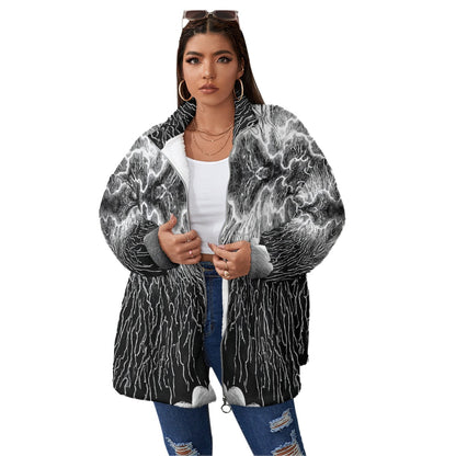 Unisex Borg Fleece Stand-up Collar Coat With Zipper Closure(Plus Size)
