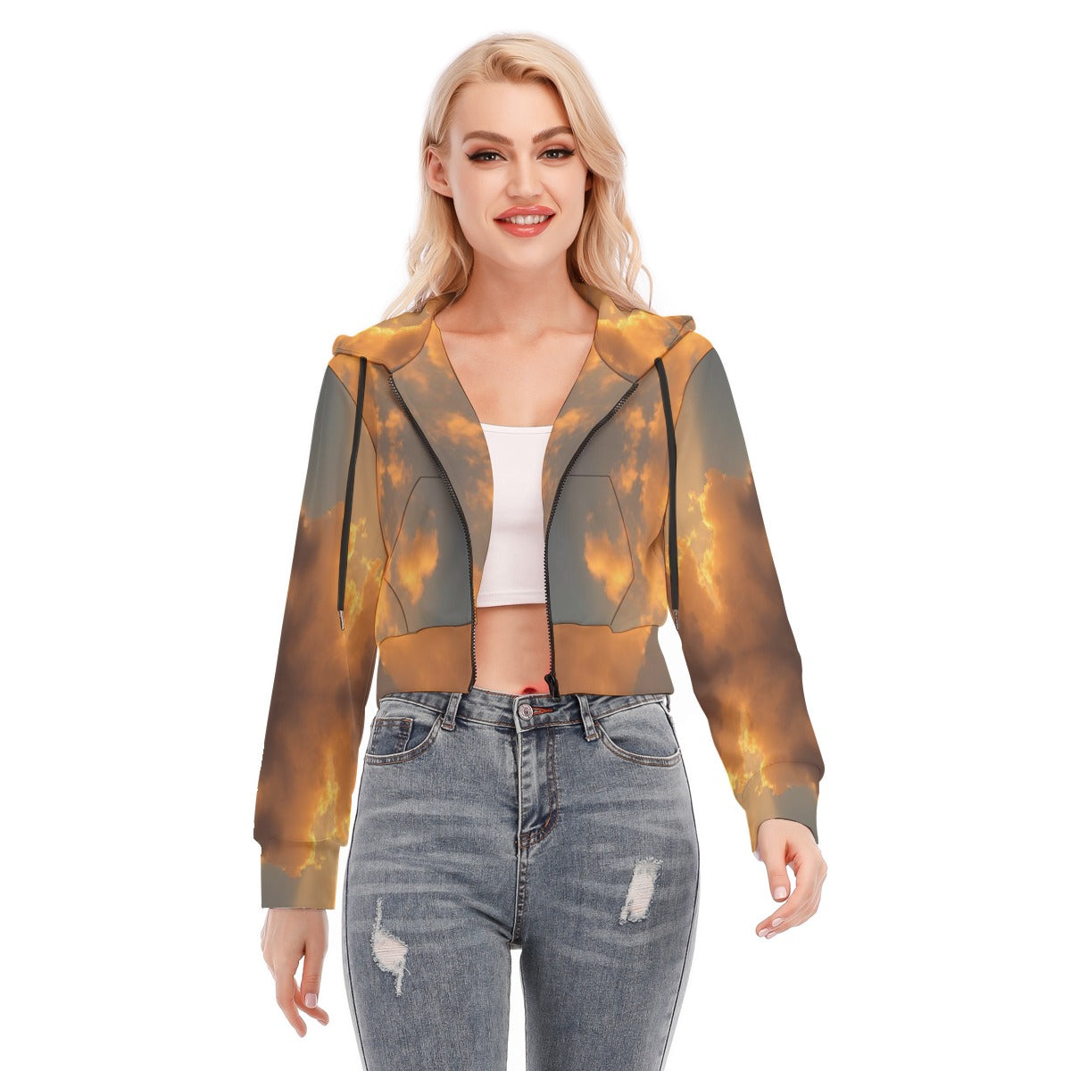 Women's Crop Top Hoodie With Zipper Closure