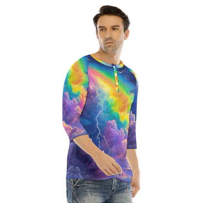 Men's Bracelet Sleeve T-shirt With Button Closure - view 2