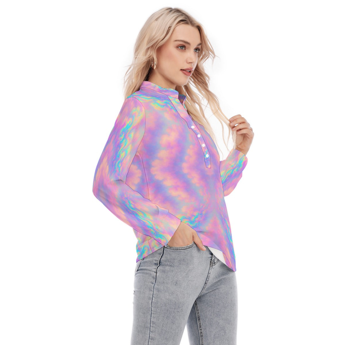 Women's Long Sleeve Blouse With Button Closure