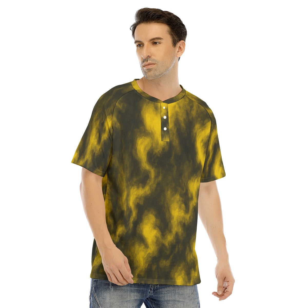 Men's Raglan Sleeve T-shirt With Button Closure