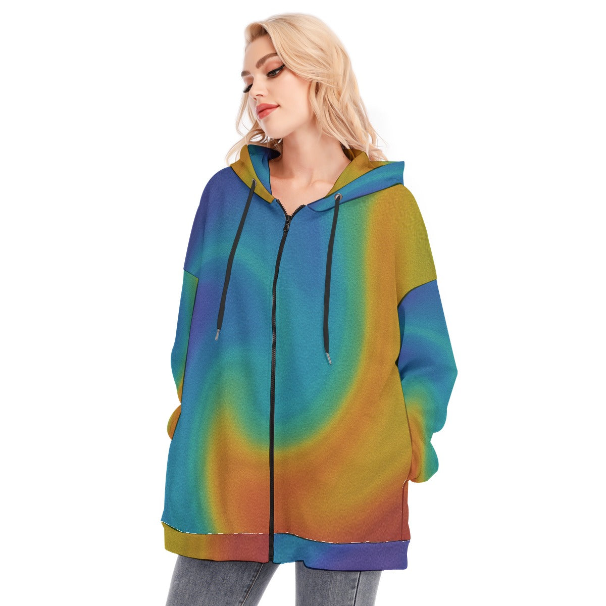 Women's Long Hoodie With Zipper Closure