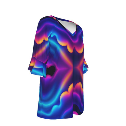 V-neck Women's T-shirt With Bell Sleeve