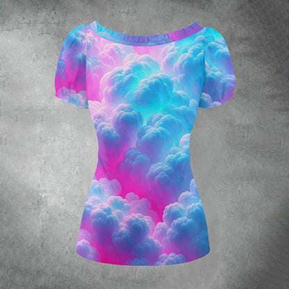 Women's Puff Sleeve Pleated Shirt