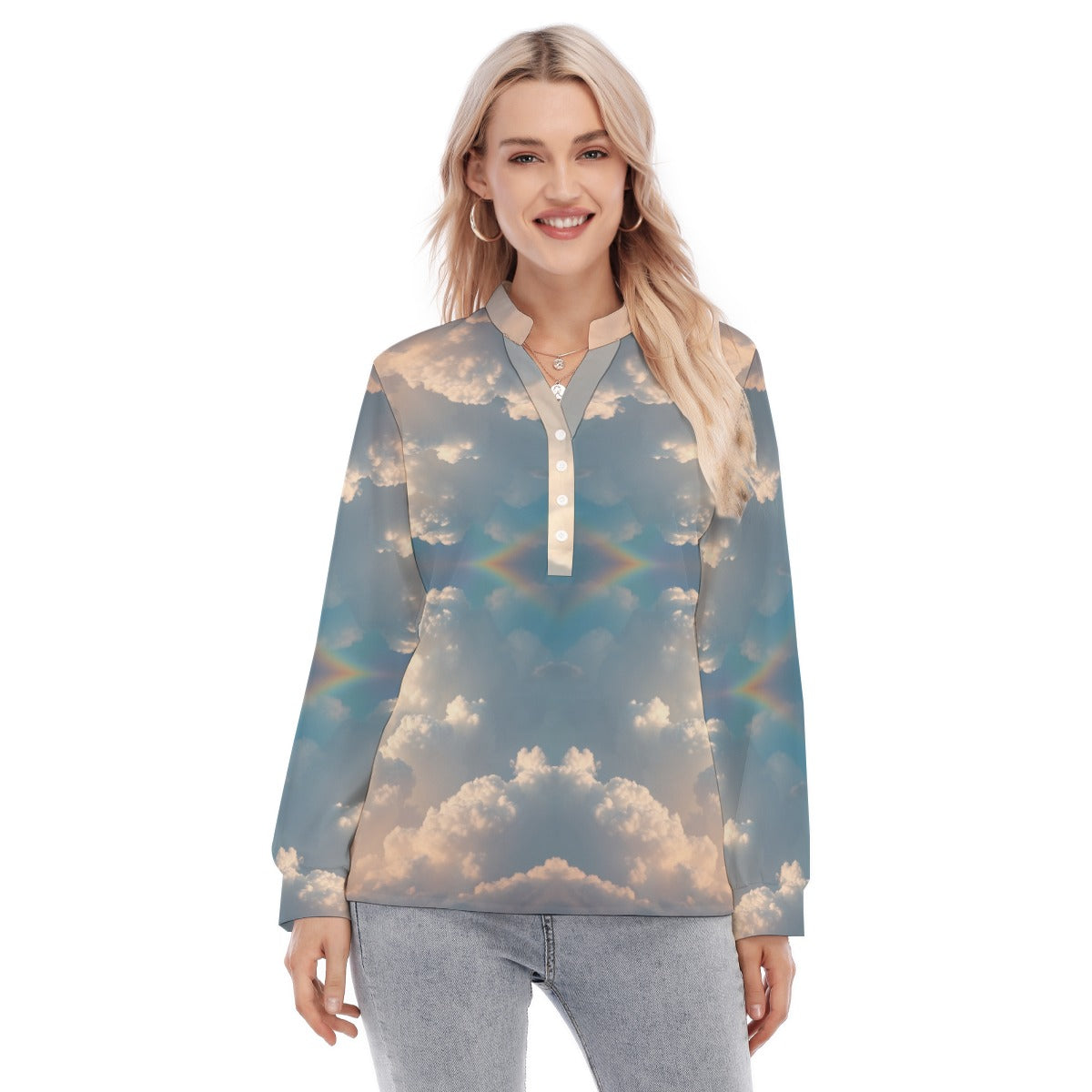 Women's Long Sleeve Blouse With Button Closure