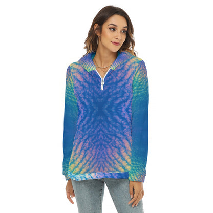 Women's Borg Fleece Hoodie With Half Zip