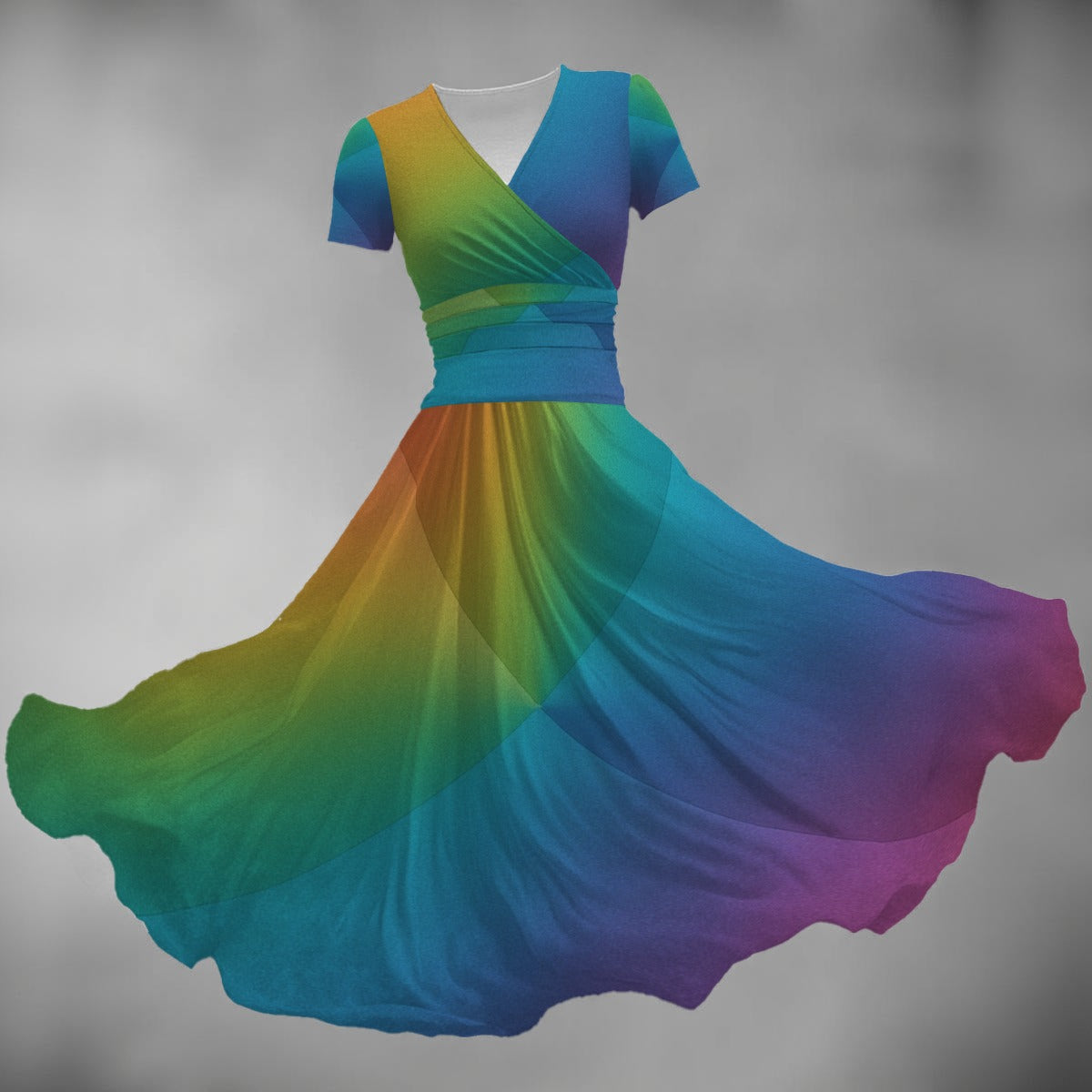 Women's Short Sleeve V Neck Midi Dress
