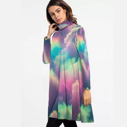 Women's High Neck Dress With Long Sleeve