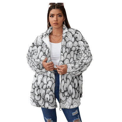 Unisex Borg Fleece Stand-up Collar Coat With Zipper Closure(Plus Size)