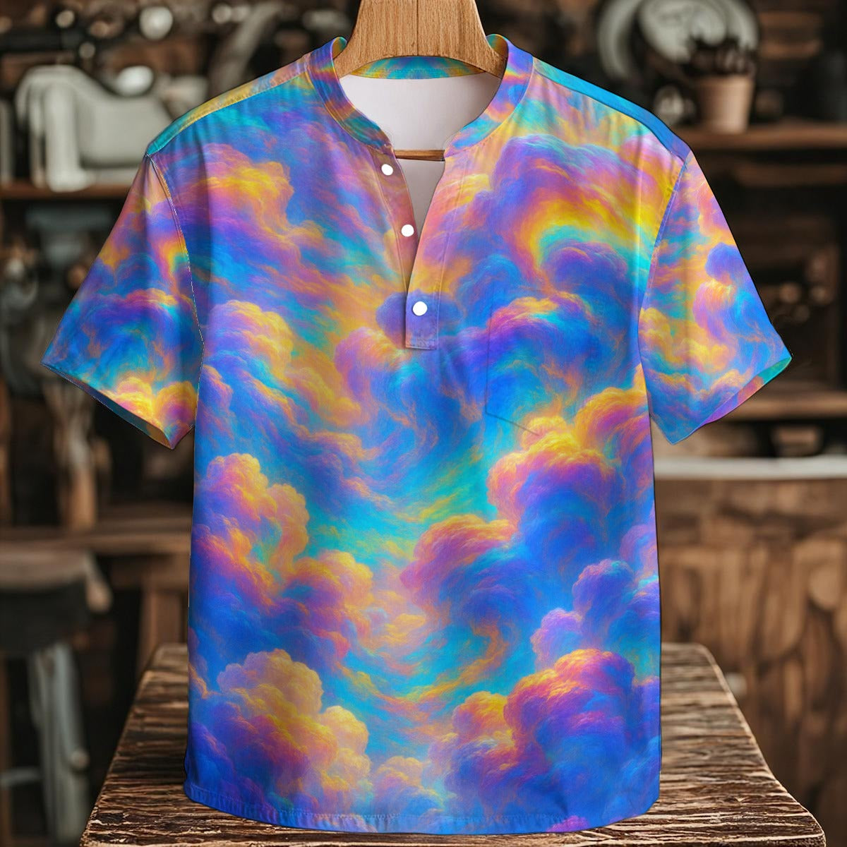 Men's Henley Shirt With Chest Pocket